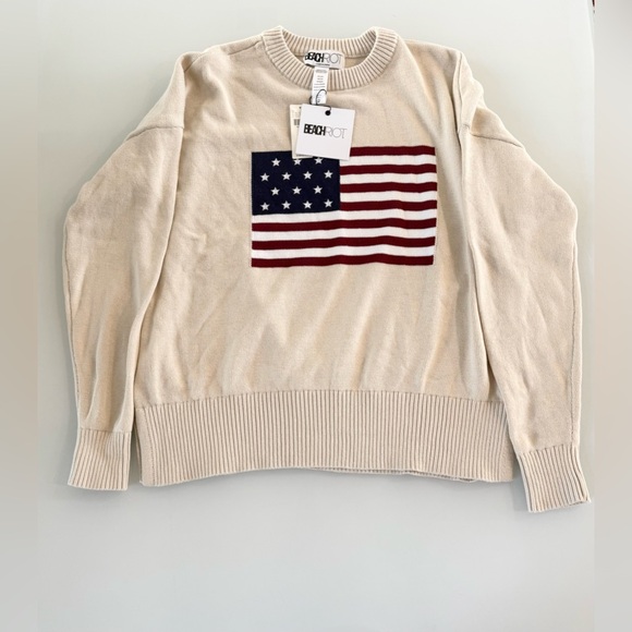 NWT Beach Riot Callie Americana Flag Sweater Ivory Size S - Picture 7 of 12